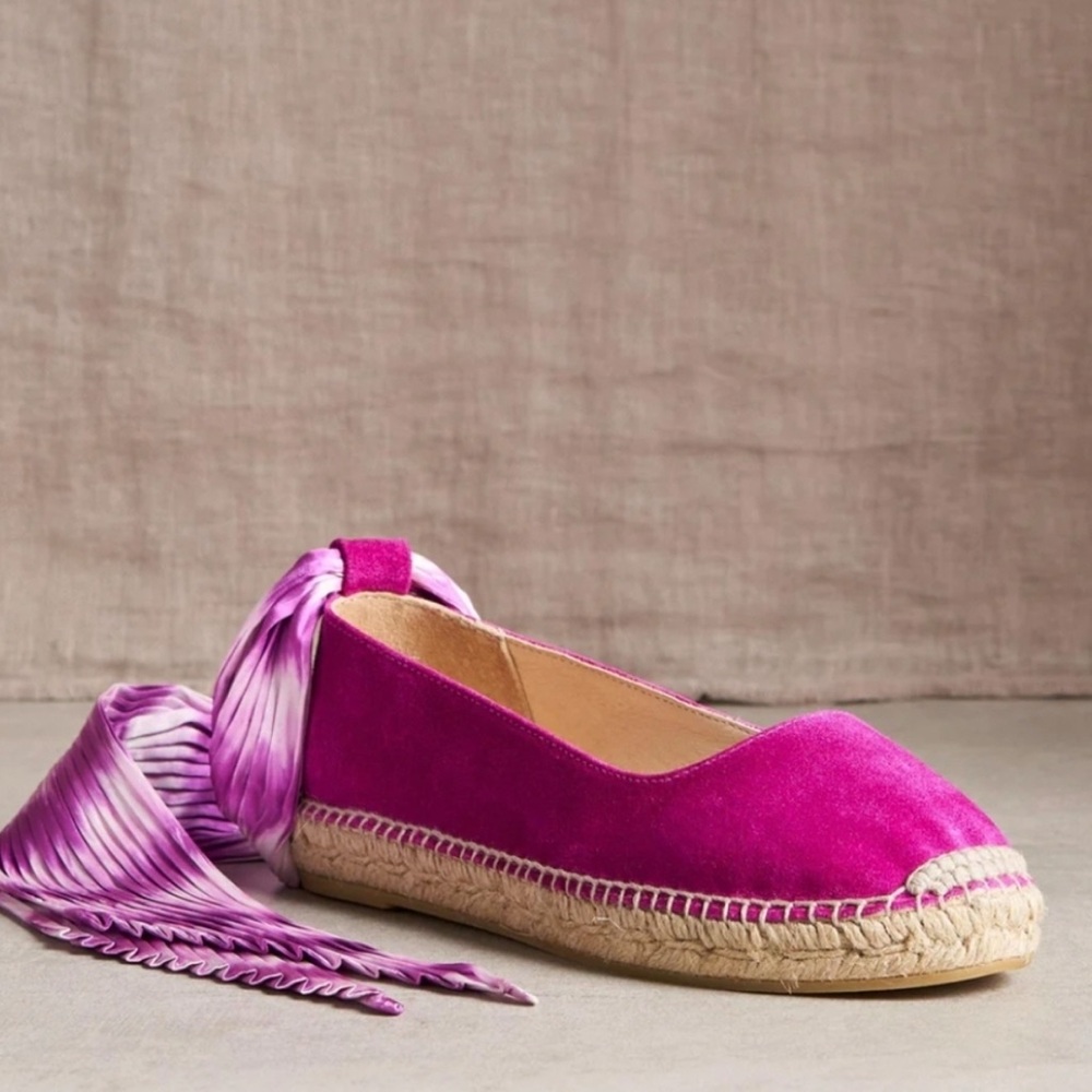 🆕 Gaimo Suede Trellis Laceup Scarf 1” Espadrille Balletcore Soft Girl Boho Chic